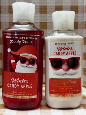 NEW B&BW Winter Candy Apple Body lotion 8 fl oz and Body Wash 10 fl oz